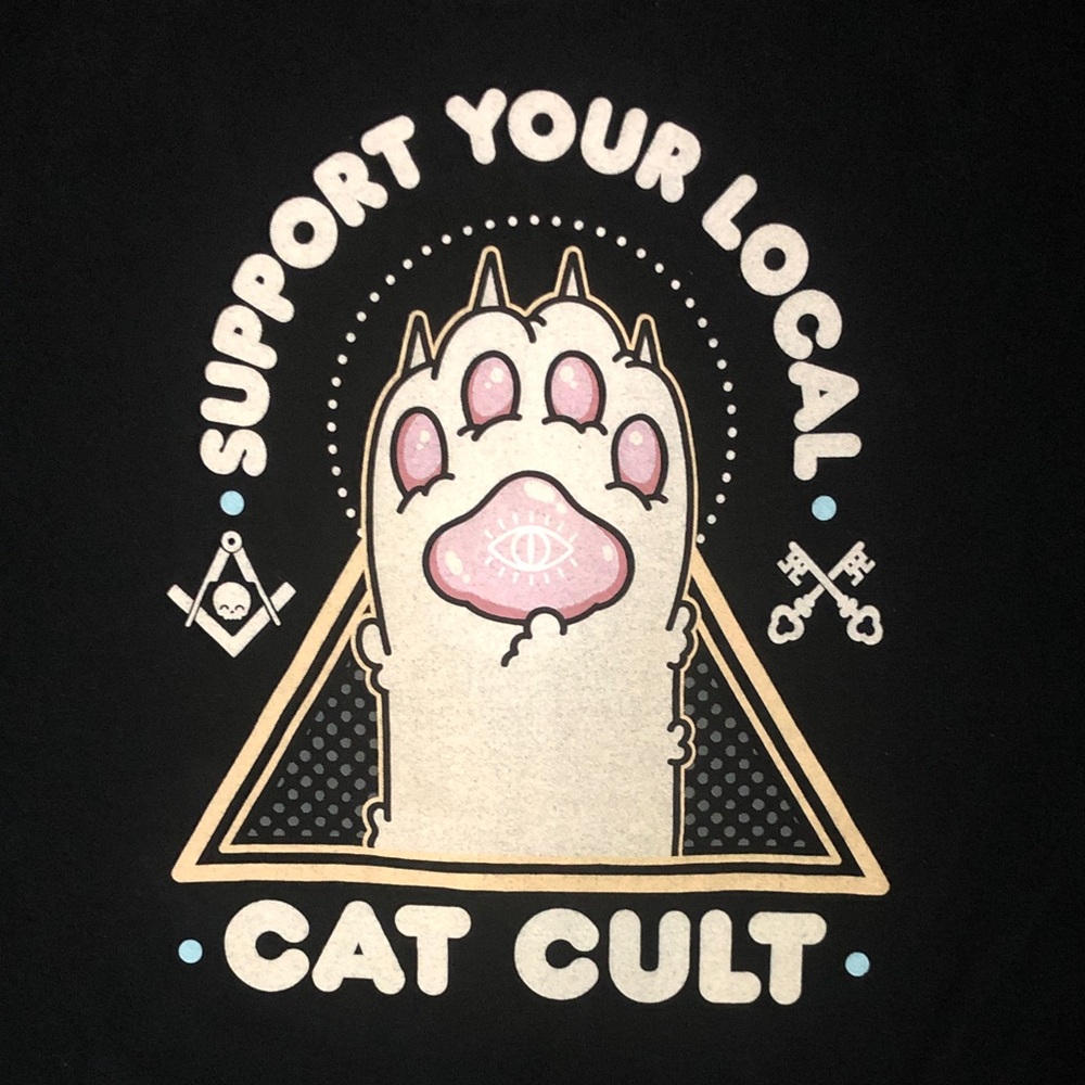 Support Your Local Cat Cult Tee - Black - Picture 3 of 5